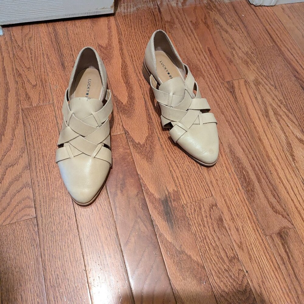 Woven leather flats